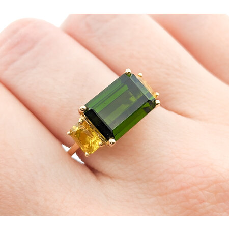 Ring 4.71ct Tourmaline 1.44ctw Yellow Sapphires 14ky Sz7 223030048