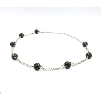 Necklace Ball Station 12.50ctw Round Diamonds 18kw 18-20" 222110101