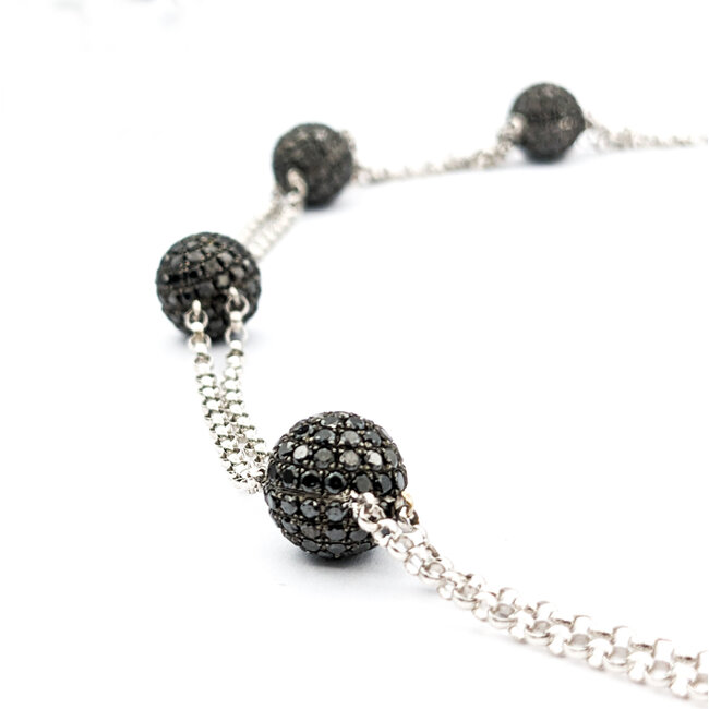 Necklace Ball Station 12.50ctw Round Diamonds 18kw 18-20" 222110101