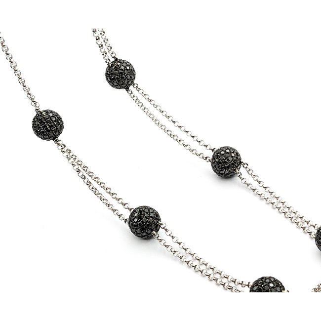 Necklace Ball Station 12.50ctw Round Diamonds 18kw 18-20" 222110101