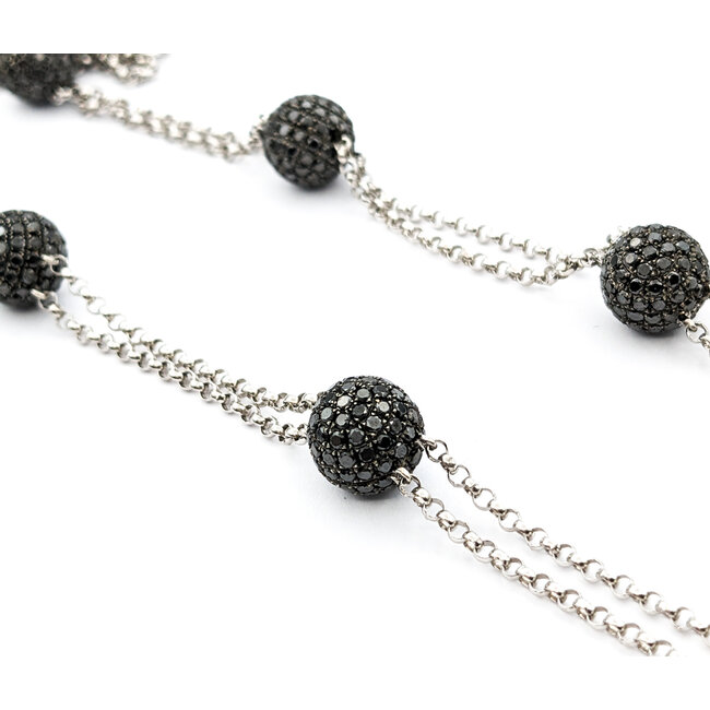 Necklace Ball Station 12.50ctw Round Diamonds 18kw 18-20" 222110101