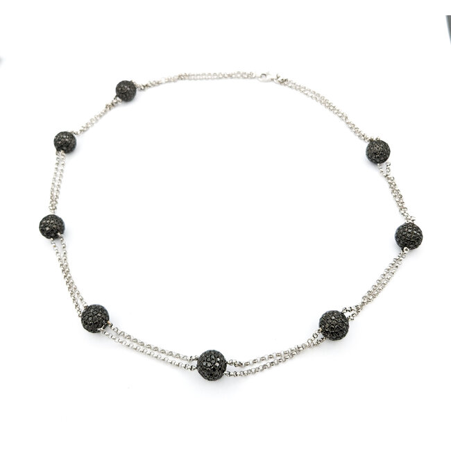 Necklace Ball Station 12.50ctw Round Diamonds 18kw 18-20" 222110101