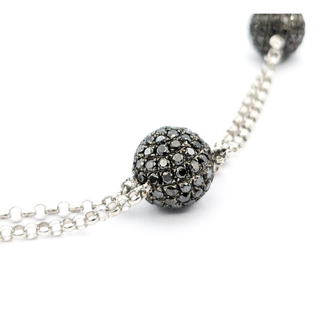 Necklace Ball Station 12.50ctw Round Diamonds 18kw 18-20" 222110101
