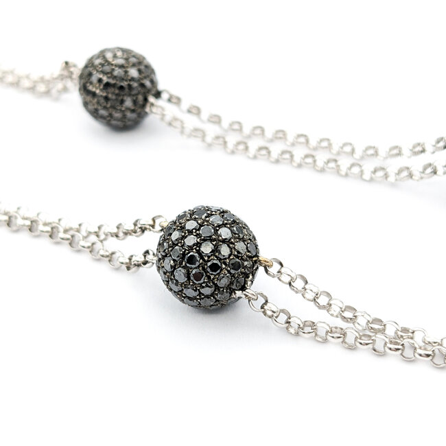 Necklace Ball Station 12.50ctw Round Diamonds 18kw 18-20" 222110101