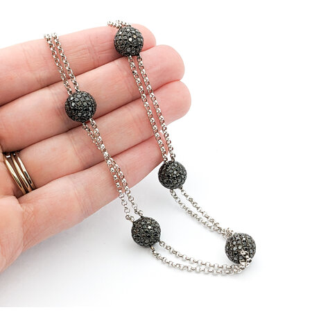 Necklace Ball Station 12.50ctw Round Diamonds 18kw 18-20" 222110101