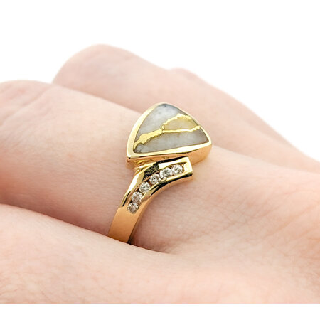 Ring .10ctw Round Diamonds Gold Bearing Quartz 14ky Sz7.5 223060068