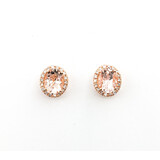  Earrings 0.13ctw Round Diamonds Stud 1.40ctw Morganite 8.6x7.6mm 14kr 124034154