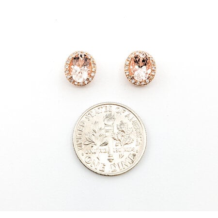 Earrings 0.13ctw Round Diamonds Stud 1.40ctw Morganite 8.6x7.6mm 14kr 124034154