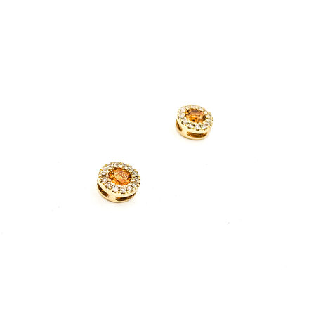 Earrings 0.05ctw Round Diamonds Stud 0.12ctw Citrine 4.6x4.6mm 10ky 124034161