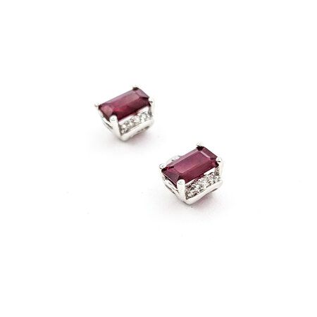 Earrings 0.06ctw Round Diamonds 1.20ctw Ruby 7x6.7mm 14kw 124034153