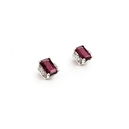 Earrings 0.06ctw Round Diamonds 1.20ctw Ruby 7x6.7mm 14kw 124034153