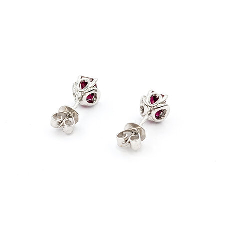 Earrings 0.06ctw Round Diamonds 1.20ctw Ruby 7x6.7mm 14kw 124034153