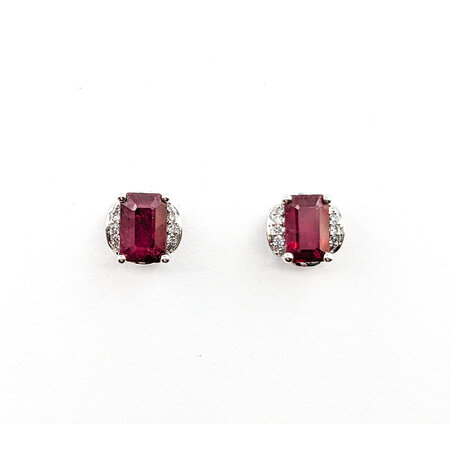 Earrings 0.06ctw Round Diamonds 1.20ctw Ruby 7x6.7mm 14kw 124034153