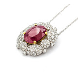  Pendant 2.83ctw Round Diamonds 7.47ct Heat Only Ruby 28x25mm 18ktt 16-18" 224031251