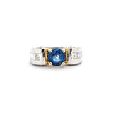  Ring 1.00ctw Princess & Round Diamonds 1.37ctw Sapphire 18ktt Sz6.25 222110031