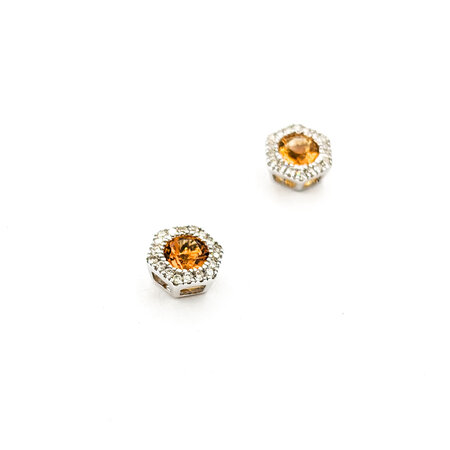 Earrings 0.12ctw Round Diamonds Stud .25ctw Citrine 5.5x5.5mm 10ky 124034164