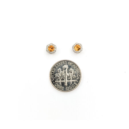 Earrings 0.12ctw Round Diamonds Stud .25ctw Citrine 5.5x5.5mm 10ky 124034164