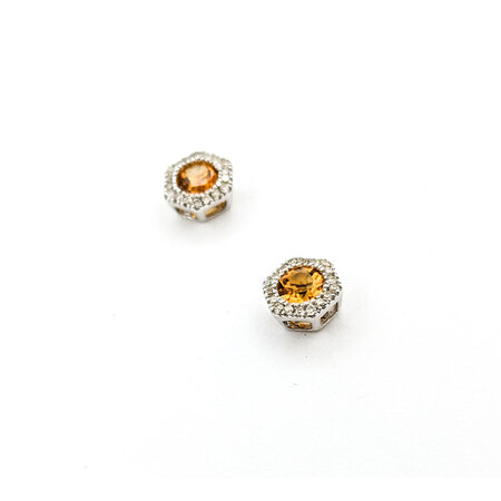 Earrings 0.12ctw Round Diamonds Stud .25ctw Citrine 5.5x5.5mm 10ky 124034164