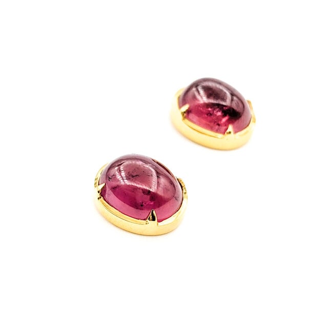 Earrings 15.5ctw Cabochon Pink Tourmaline 18ky 14.8x11.14mm 123050073