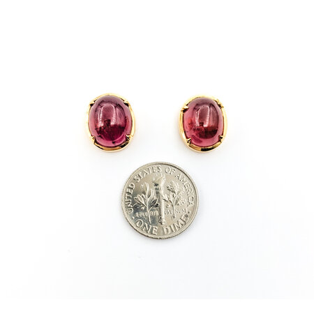 Earrings 15.5ctw Cabochon Pink Tourmaline 18ky 14.8x11.14mm 123050073