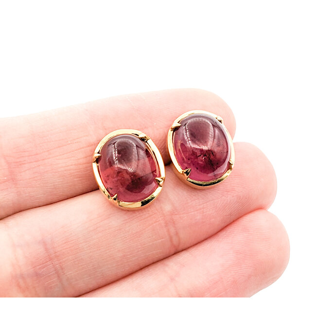 Earrings 15.5ctw Cabochon Pink Tourmaline 18ky 14.8x11.14mm 123050073