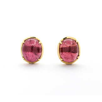 Earrings 15.5ctw Cabochon Pink Tourmaline 18ky 14.8x11.14mm 123050073