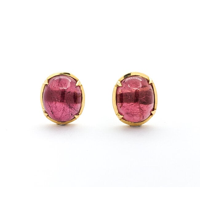 Earrings 15.5ctw Cabochon Pink Tourmaline 18ky 14.8x11.14mm 123050073