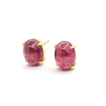 Earrings 12ctw Cabochon Pink Tourmaline 18ky 13.3x11.4mm 123050074
