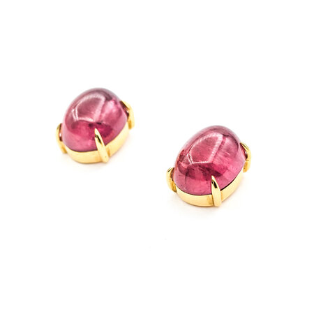 Earrings 12ctw Cabochon Pink Tourmaline 18ky 13.3x11.4mm 123050074