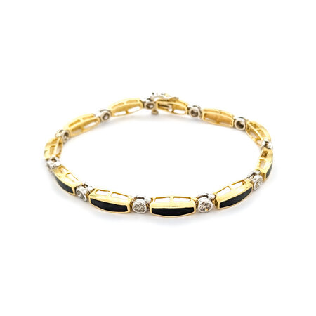 Bracelet 1.50ctw Round Diamond Onyx 14ky 7.75" 223060041