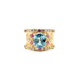  Ring Custom .20ctw Round Diamonds 5.2ct Blue Zircon .50ctw Pink Sapphires18ky sz6 224030157
