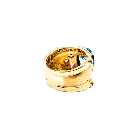 Ring Custom .20ctw Round Diamonds 5.2ct Blue Zircon .50ctw Pink Sapphires18ky sz6 224030157