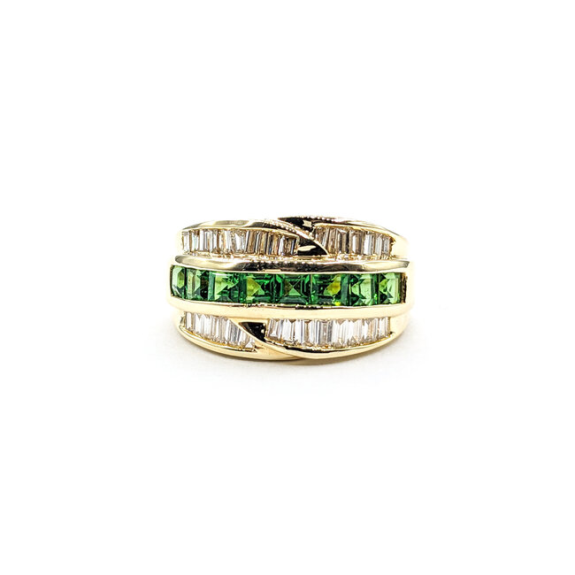 Ring Channel Set .75ctw Baguette Diamonds .54ctw Tsavorite Garnets 14ky sz7 224030164