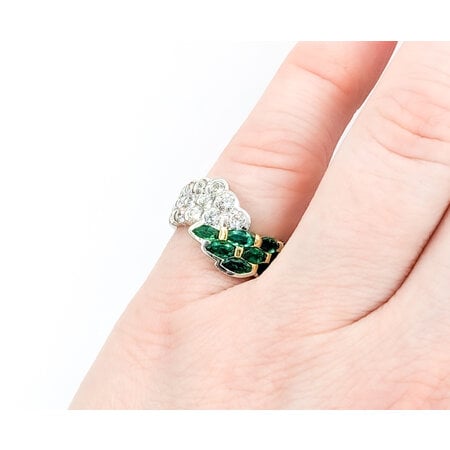 Ring 0.89ctw Round Diamonds 1.05ctw Emerald 14kw sz5.25 124030161