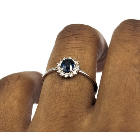 Ring 0.11ctw Round Diamonds 0.50ct Sapphire 14kw sz6.25 124030159