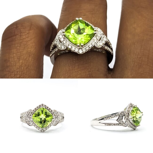 Ring 0.36ctw Round Diamonds 2.15ct Peridot 10kw sz6.25 124030162