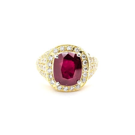 Ring Pave Style 1.50ctw Round Diamonds 5.87ct GIA Heat Only Burmese Ruby 18ky sz10.5 224030154