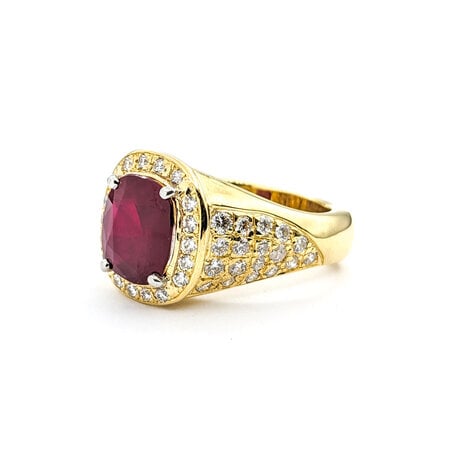 Ring Pave Style 1.50ctw Round Diamonds 5.87ct GIA Heat Only Burmese Ruby 18ky sz10.5 224030154