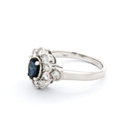 Ring 0.31ctw Round Diamonds 0.45ct Sapphire 14kw sz7.75 124030191