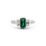  Ring 0.35ctw Baguette Diamonds 0.77ct Emerald 900pt sz7.25 124030164