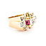 Ring Victorian .75ctw Old Mine Cut Diamonds Synthetic Rubies 14ky 224020790