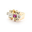Ring Victorian .75ctw Old Mine Cut Diamonds Synthetic Rubies 14ky 224020790