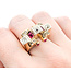 Ring Victorian .75ctw Old Mine Cut Diamonds Synthetic Rubies 14ky 224020790