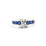  Ring X Design .10ctw Round Diamonds .16ctw Sapphire 14kw sz6.75 124030227