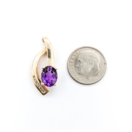 Pendant Drop .10ctw Round Diamonds 1.7ct Purple Amethyst 1x.45" 14ky " 124031269