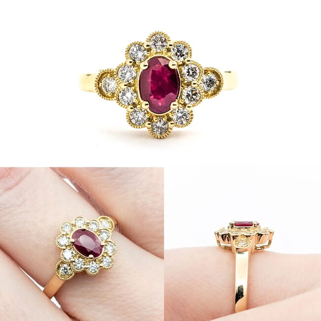 Ring 0.41ctw Round Diamonds 0.50ct Ruby 14ky sz6.25 124030183