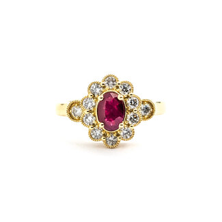 Ring 0.41ctw Round Diamonds 0.50ct Ruby 14ky sz6.25 124030183