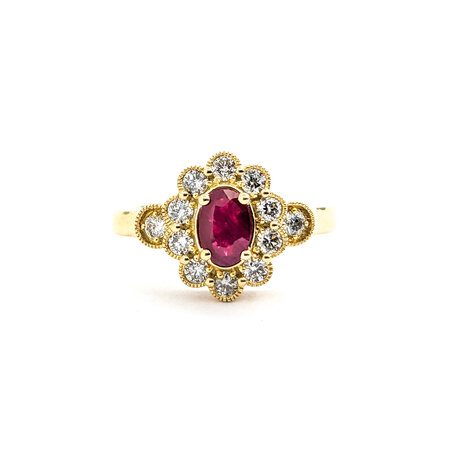 Ring 0.41ctw Round Diamonds 0.50ct Ruby 14ky sz6.25 124030183