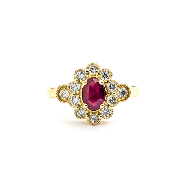 Ring 0.41ctw Round Diamonds 0.50ct Ruby 14ky sz6.25 124030183