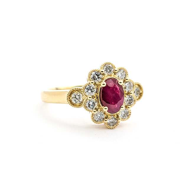Ring 0.41ctw Round Diamonds 0.50ct Ruby 14ky sz6.25 124030183